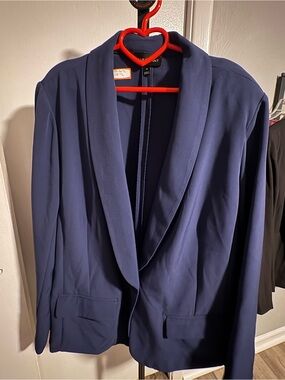 Lane Bryant Navy Blue Open Front Blazer Size 24 Plus Size Workwear